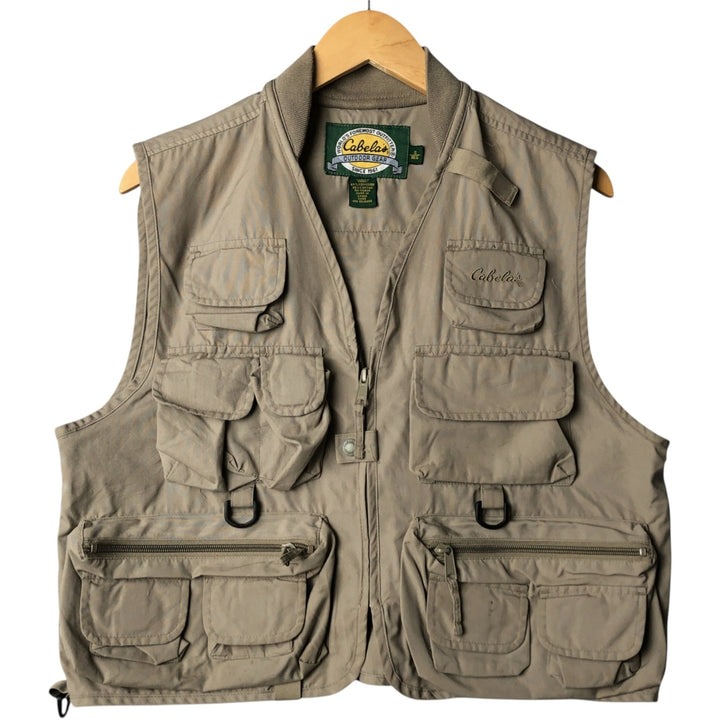 Cabelas Fishing Vest, Men's S Size polyester Beige type Vintage Second Hand