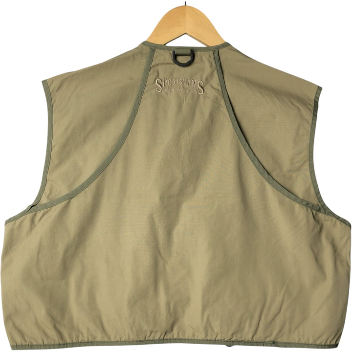 90'S SPORTSMAN'S Safari Vest, Men's M size cotton green type Vintage Second Hand