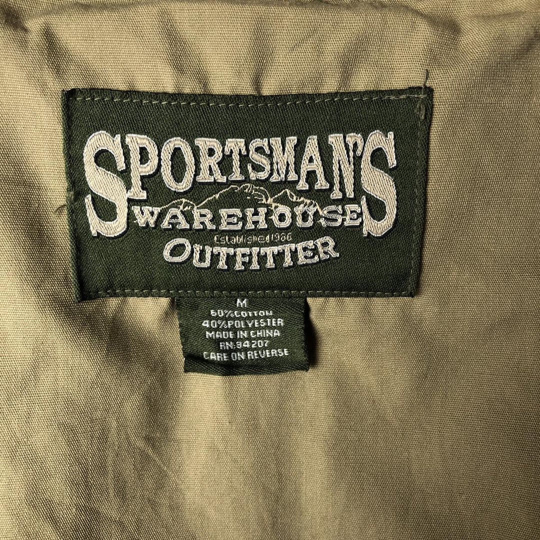 90'S SPORTSMAN'S Safari Vest, Men's M size cotton green type Vintage Second Hand