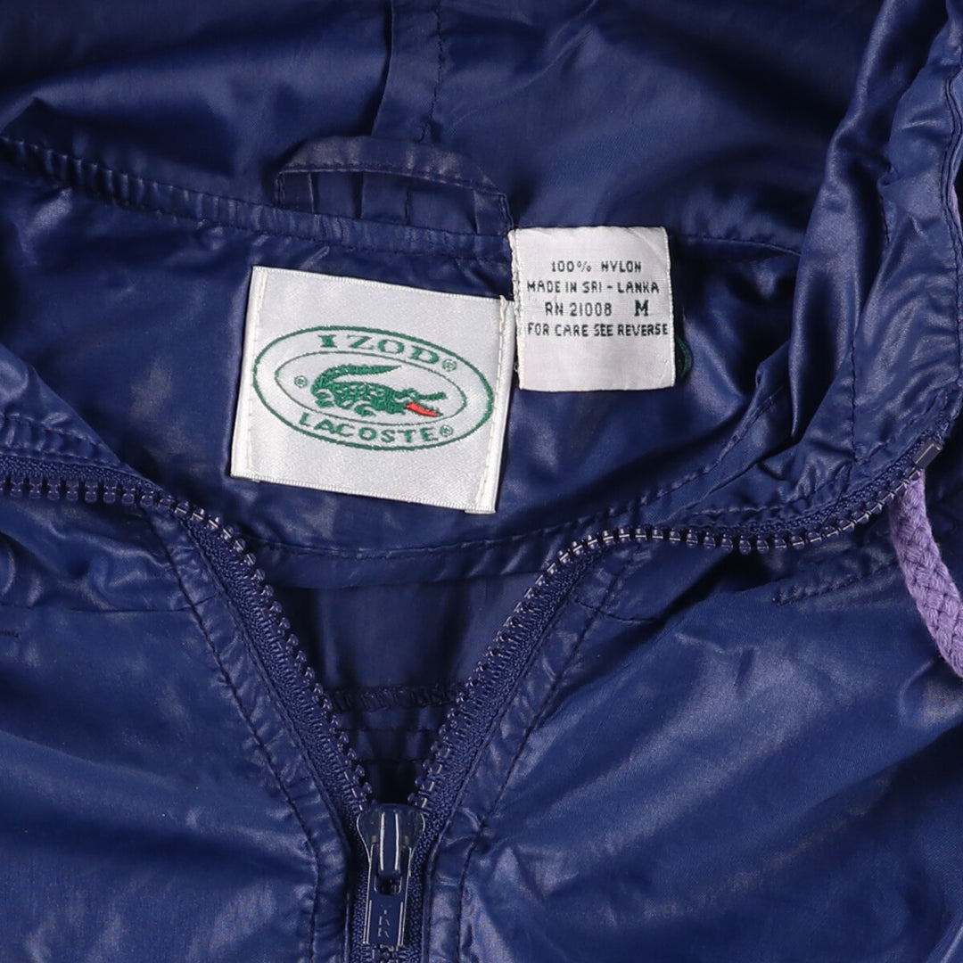 Vintage 80s-90'S Lacoste Izod Anorak Parka, Men's Size Medium Nylon navy blue type Vintage Second Hand