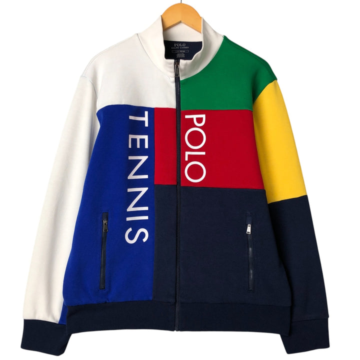 Ralph Lauren POLO RALPH LAUREN Crazy Pattern Jersey Track Jacket, Men's Size L cotton white type Vintage Second Hand