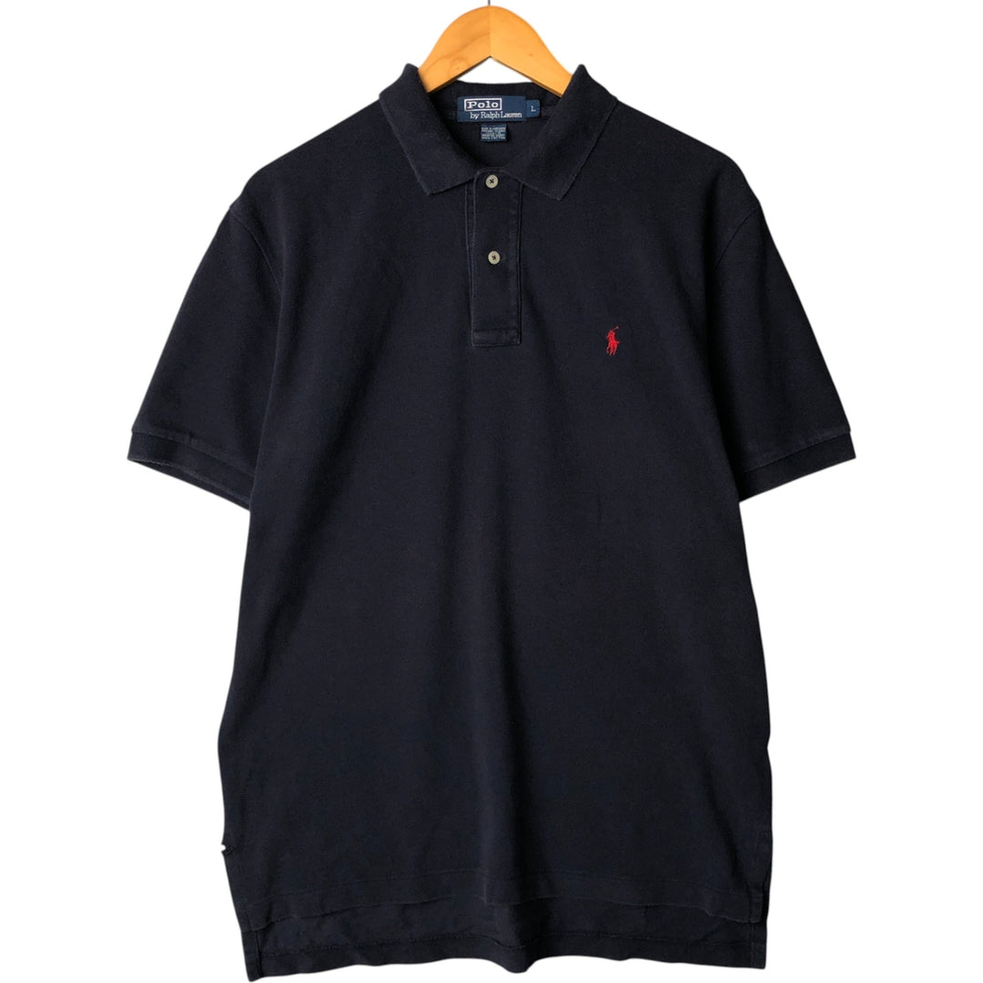 Ralph Lauren POLO by Ralph Lauren short sleeve polo shirt, men's size L cotton navy blue type Vintage Second Hand