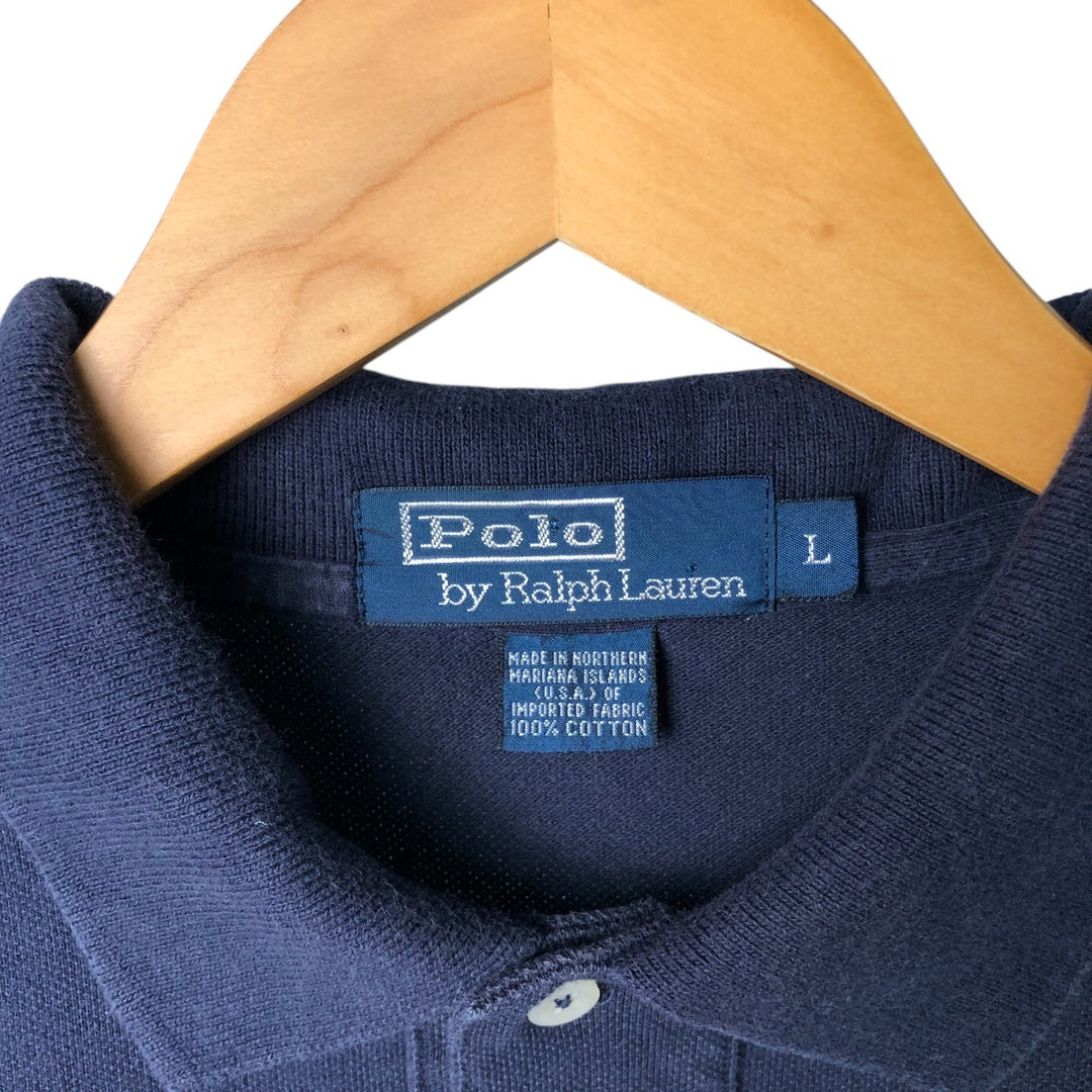 Ralph Lauren POLO by Ralph Lauren short sleeve polo shirt, men's size L cotton navy blue type Vintage Second Hand