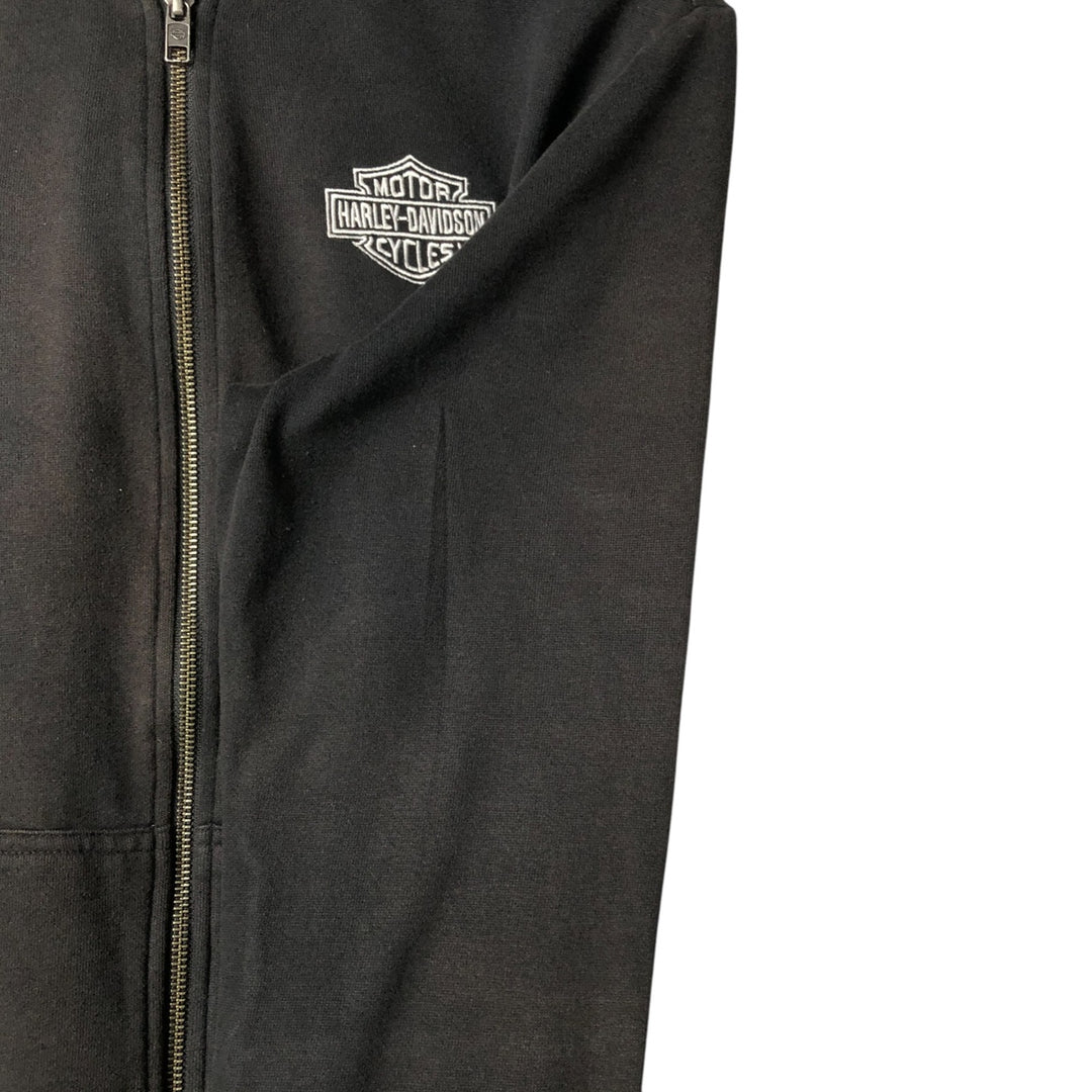 Harley-Davidson Checkered Flag Full-Zip Hoodie, Women's, Size XL cotton black type Vintage Second Hand