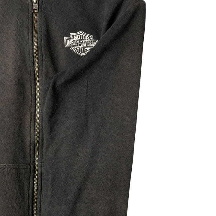 Harley-Davidson Checkered Flag Full-Zip Hoodie, Women's, Size XL cotton black type Vintage Second Hand