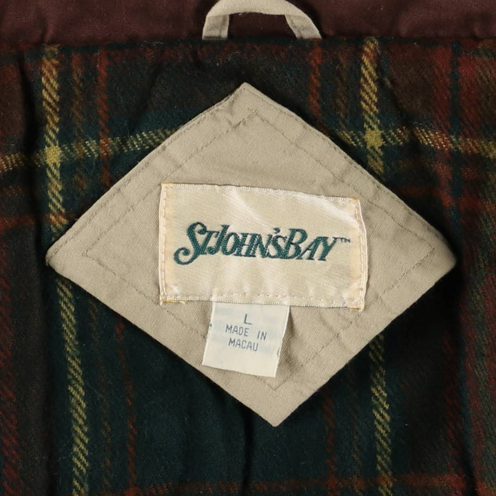 St. John's Bay Men's Padded Puffer Jacket, Size L polyester Beige type Vintage Second Hand