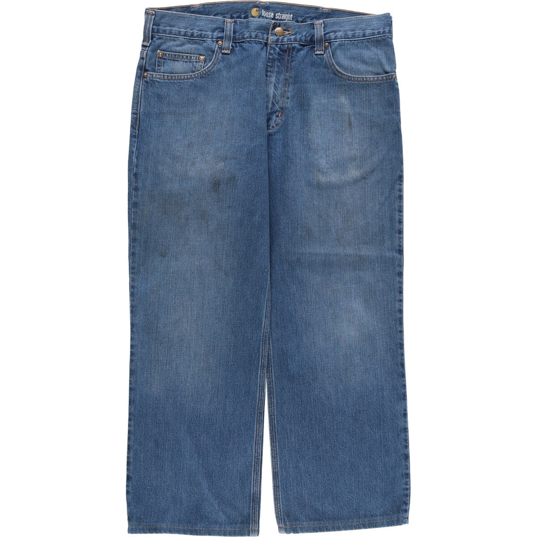 Carhartt loose straight denim pants, men's size W37 cotton blue type Vintage Second Hand