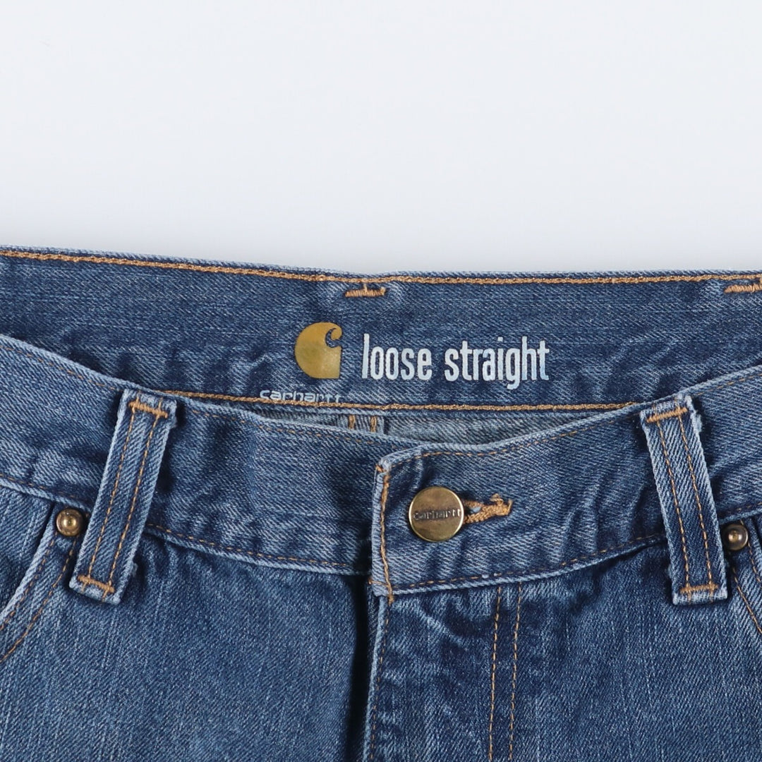 Carhartt loose straight denim pants, men's size W37 cotton blue type Vintage Second Hand