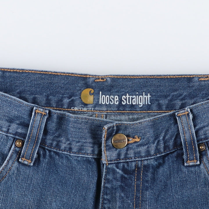 Carhartt loose straight denim pants, men's size W37 cotton blue type Vintage Second Hand