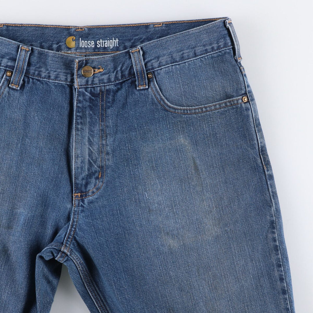 Carhartt loose straight denim pants, men's size W37 cotton blue type Vintage Second Hand