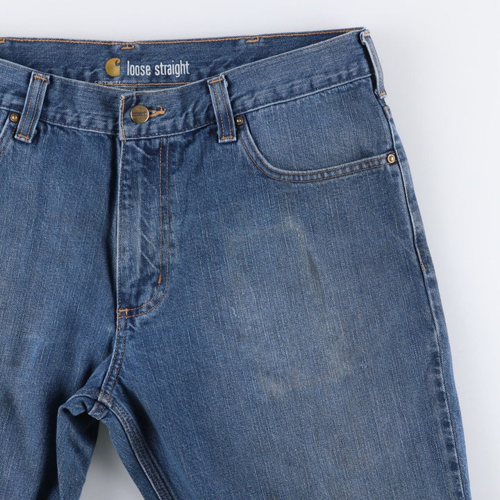Carhartt loose straight denim pants, men's size W37 cotton blue type Vintage Second Hand