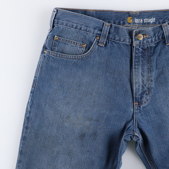 Carhartt loose straight denim pants, men's size W37 cotton blue type Vintage Second Hand