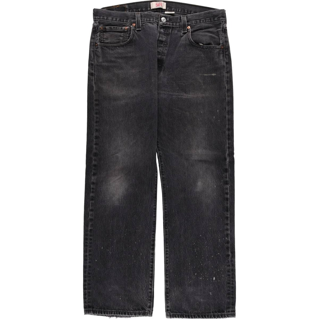 Levi's 501 Straight Leg Button-Fly Black Denim Pants, Men's Size 36 (approx.) cotton black type Vintage Second Hand