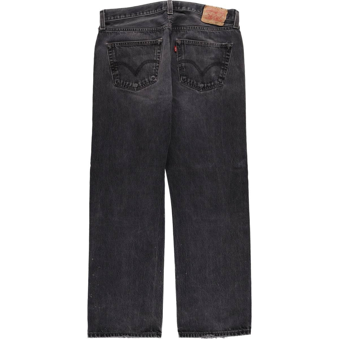 Levi's 501 Straight Leg Button-Fly Black Denim Pants, Men's Size 36 (approx.) cotton black type Vintage Second Hand