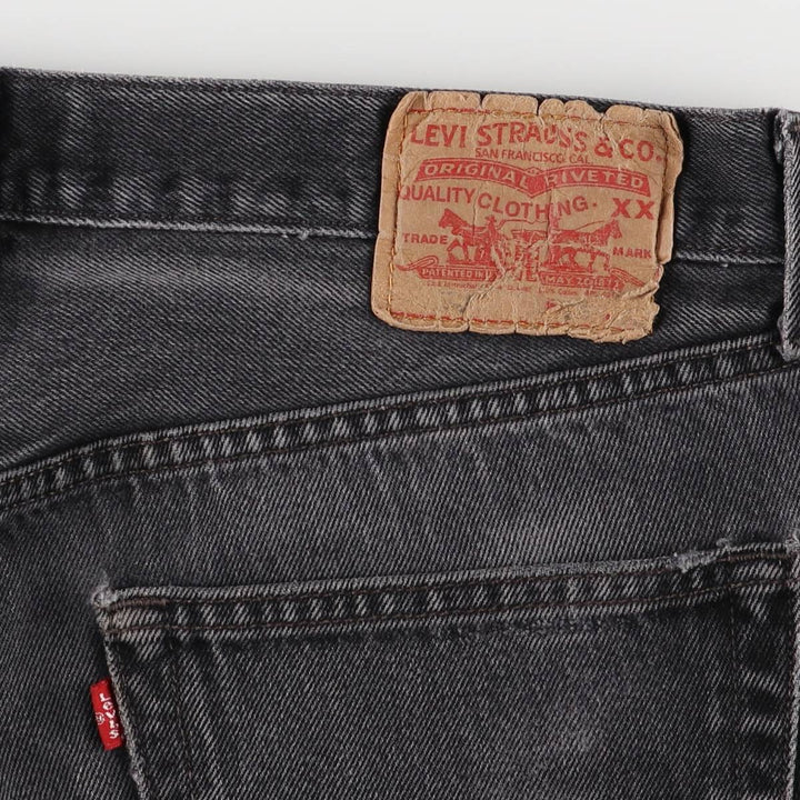 Levi's 501 Straight Leg Button-Fly Black Denim Pants, Men's Size 36 (approx.) cotton black type Vintage Second Hand