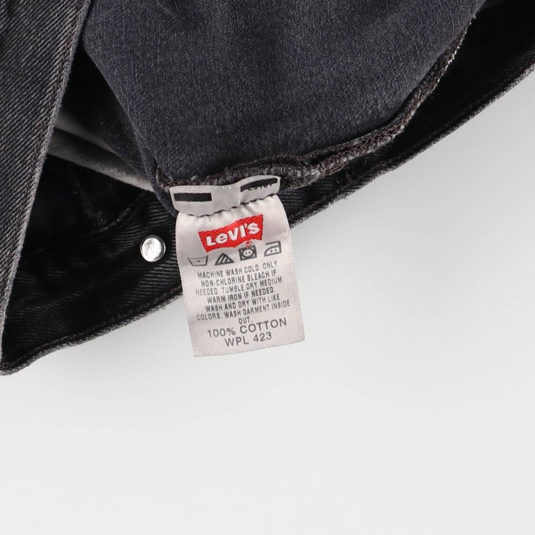 Levi's 501 Straight Leg Button-Fly Black Denim Pants, Men's Size 36 (approx.) cotton black type Vintage Second Hand