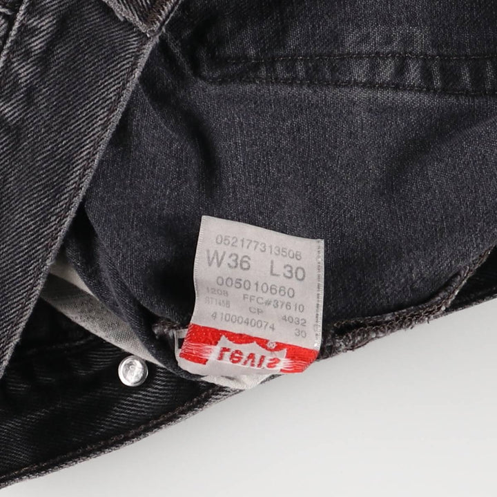 Levi's 501 Straight Leg Button-Fly Black Denim Pants, Men's Size 36 (approx.) cotton black type Vintage Second Hand