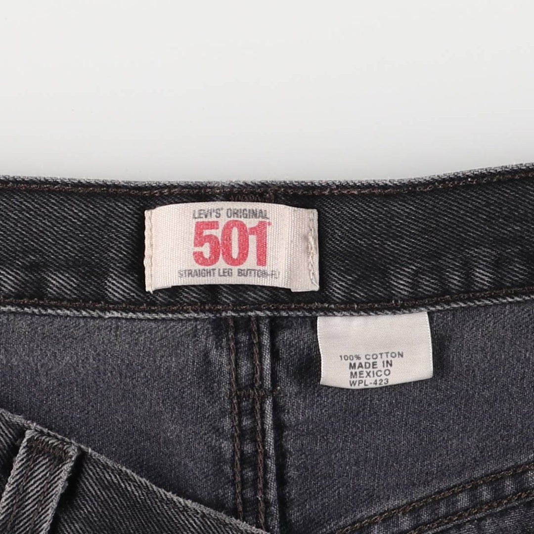 Levi's 501 Straight Leg Button-Fly Black Denim Pants, Men's Size 36 (approx.) cotton black type Vintage Second Hand