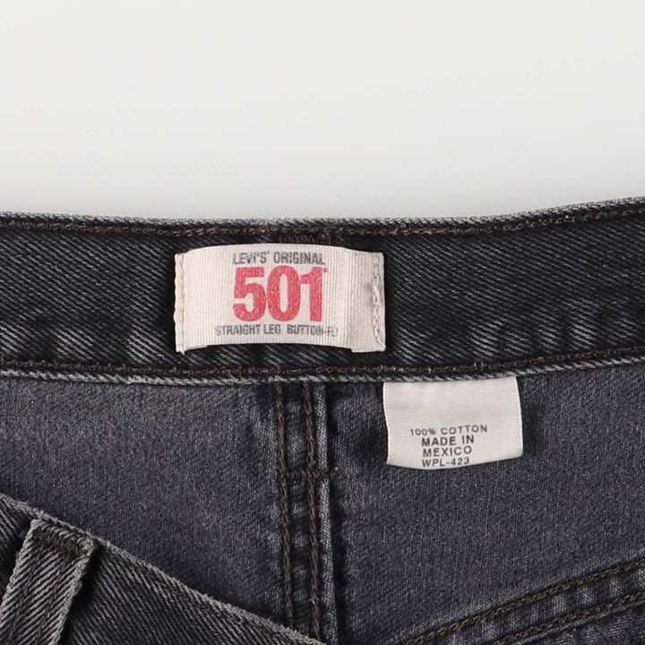 Levi's 501 Straight Leg Button-Fly Black Denim Pants, Men's Size 36 (approx.) cotton black type Vintage Second Hand