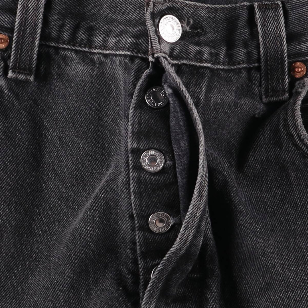 Levi's 501 Straight Leg Button-Fly Black Denim Pants, Men's Size 36 (approx.) cotton black type Vintage Second Hand