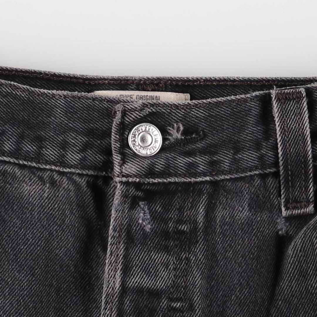 Levi's 501 Straight Leg Button-Fly Black Denim Pants, Men's Size 36 (approx.) cotton black type Vintage Second Hand