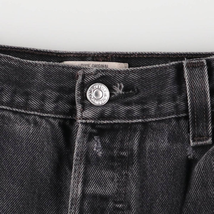 Levi's 501 Straight Leg Button-Fly Black Denim Pants, Men's Size 36 (approx.) cotton black type Vintage Second Hand