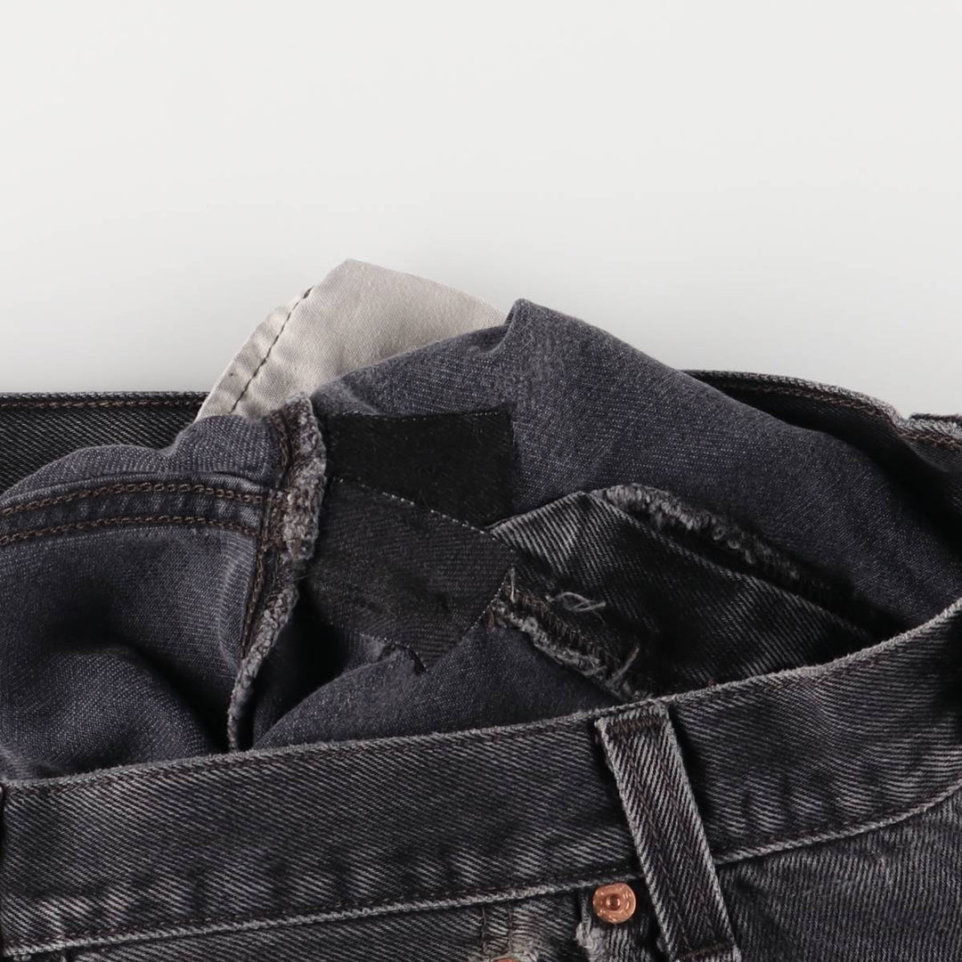 Levi's 501 Straight Leg Button-Fly Black Denim Pants, Men's Size 36 (approx.) cotton black type Vintage Second Hand