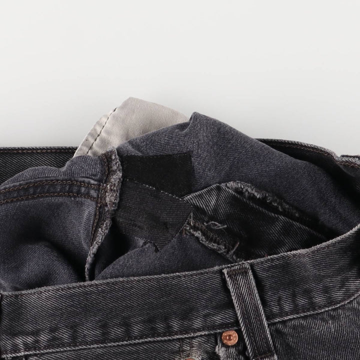 Levi's 501 Straight Leg Button-Fly Black Denim Pants, Men's Size 36 (approx.) cotton black type Vintage Second Hand