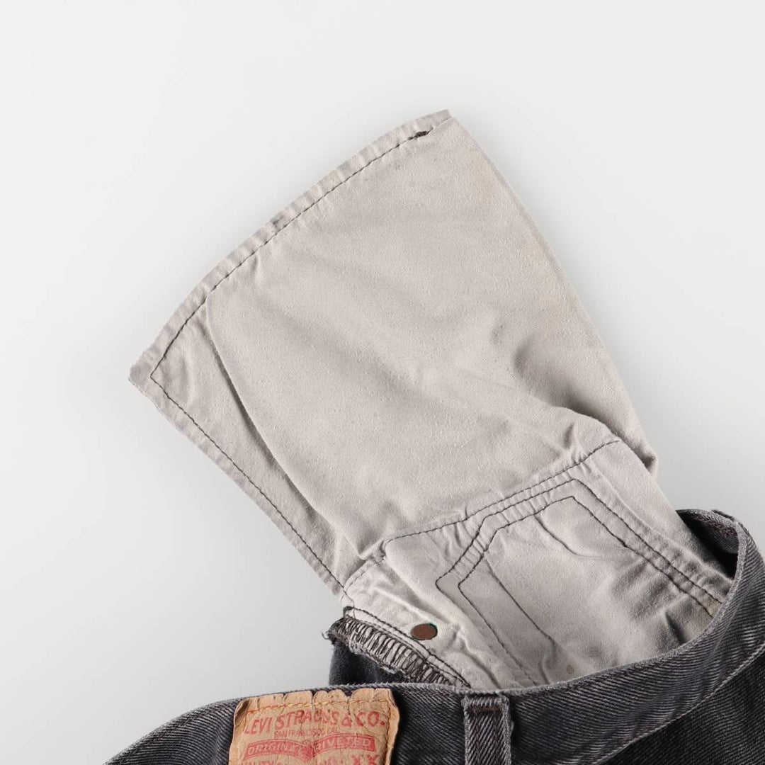 Levi's 501 Straight Leg Button-Fly Black Denim Pants, Men's Size 36 (approx.) cotton black type Vintage Second Hand