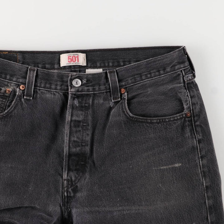 Levi's 501 Straight Leg Button-Fly Black Denim Pants, Men's Size 36 (approx.) cotton black type Vintage Second Hand