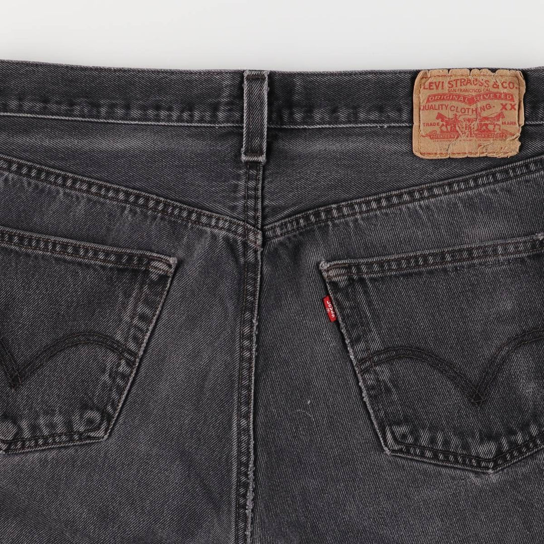 Levi's 501 Straight Leg Button-Fly Black Denim Pants, Men's Size 36 (approx.) cotton black type Vintage Second Hand