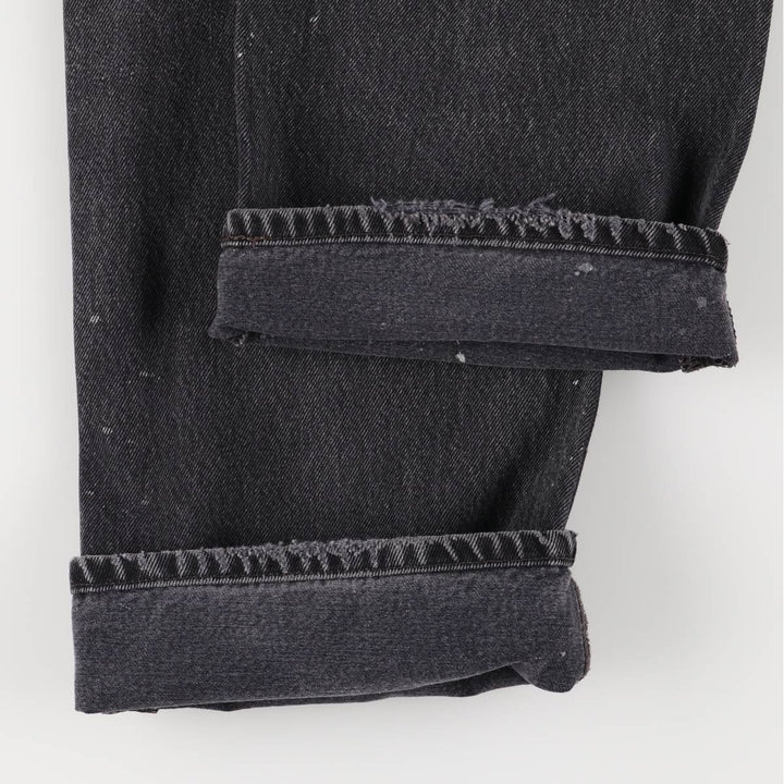 Levi's 501 Straight Leg Button-Fly Black Denim Pants, Men's Size 36 (approx.) cotton black type Vintage Second Hand