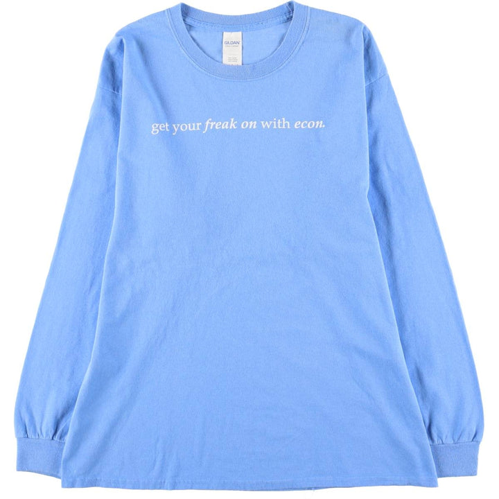 Gildan Message Long Sleeve T-Shirt, Men's Size L cotton Blue type light blue Vintage Second Hand