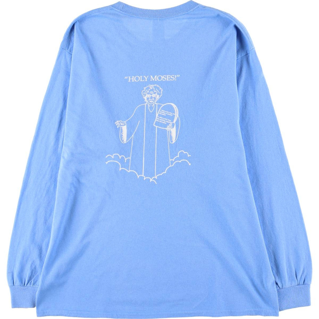 Gildan Message Long Sleeve T-Shirt, Men's Size L cotton Blue type light blue Vintage Second Hand