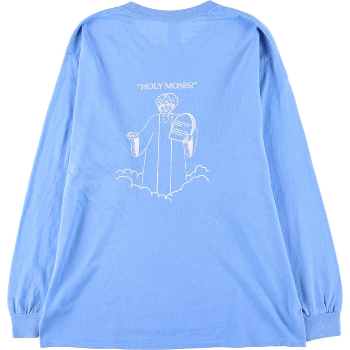 Gildan Message Long Sleeve T-Shirt, Men's Size L cotton Blue type light blue Vintage Second Hand