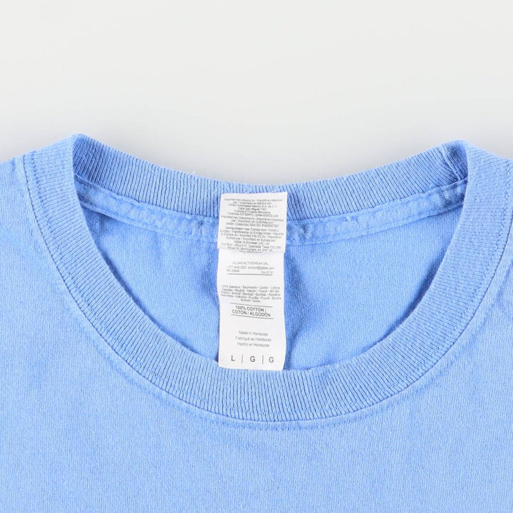 Gildan Message Long Sleeve T-Shirt, Men's Size L cotton Blue type light blue Vintage Second Hand