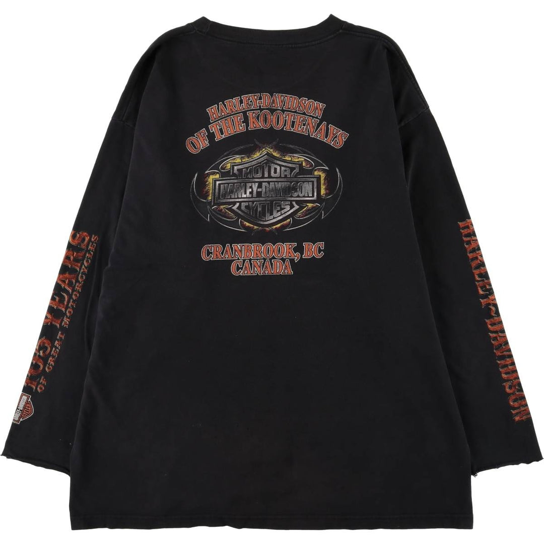 Harley-Davidson Skull Pattern Cut-Off Long Sleeve T-Shirt, Men's Size L unclear black type Vintage Second Hand