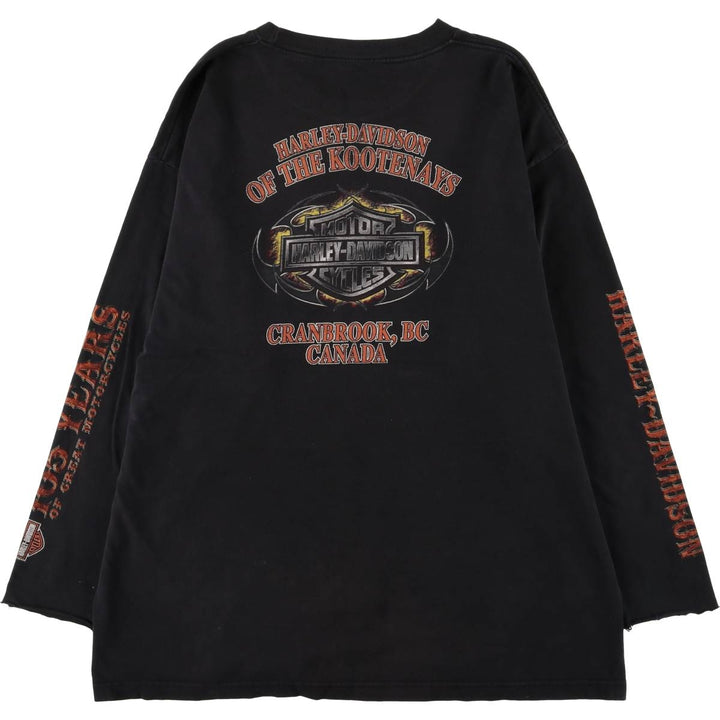 Harley-Davidson Skull Pattern Cut-Off Long Sleeve T-Shirt, Men's Size L unclear black type Vintage Second Hand
