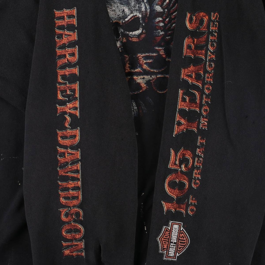 Harley-Davidson Skull Pattern Cut-Off Long Sleeve T-Shirt, Men's Size L unclear black type Vintage Second Hand