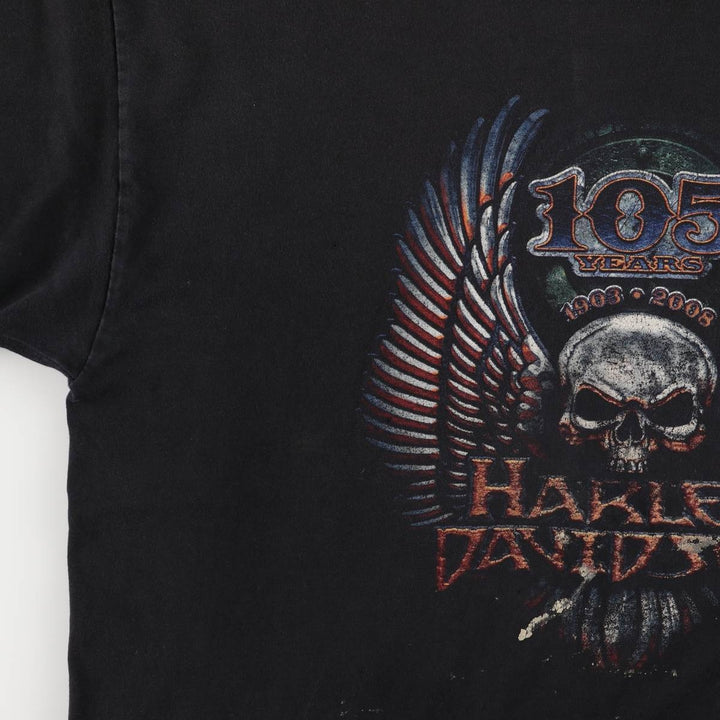 Harley-Davidson Skull Pattern Cut-Off Long Sleeve T-Shirt, Men's Size L unclear black type Vintage Second Hand