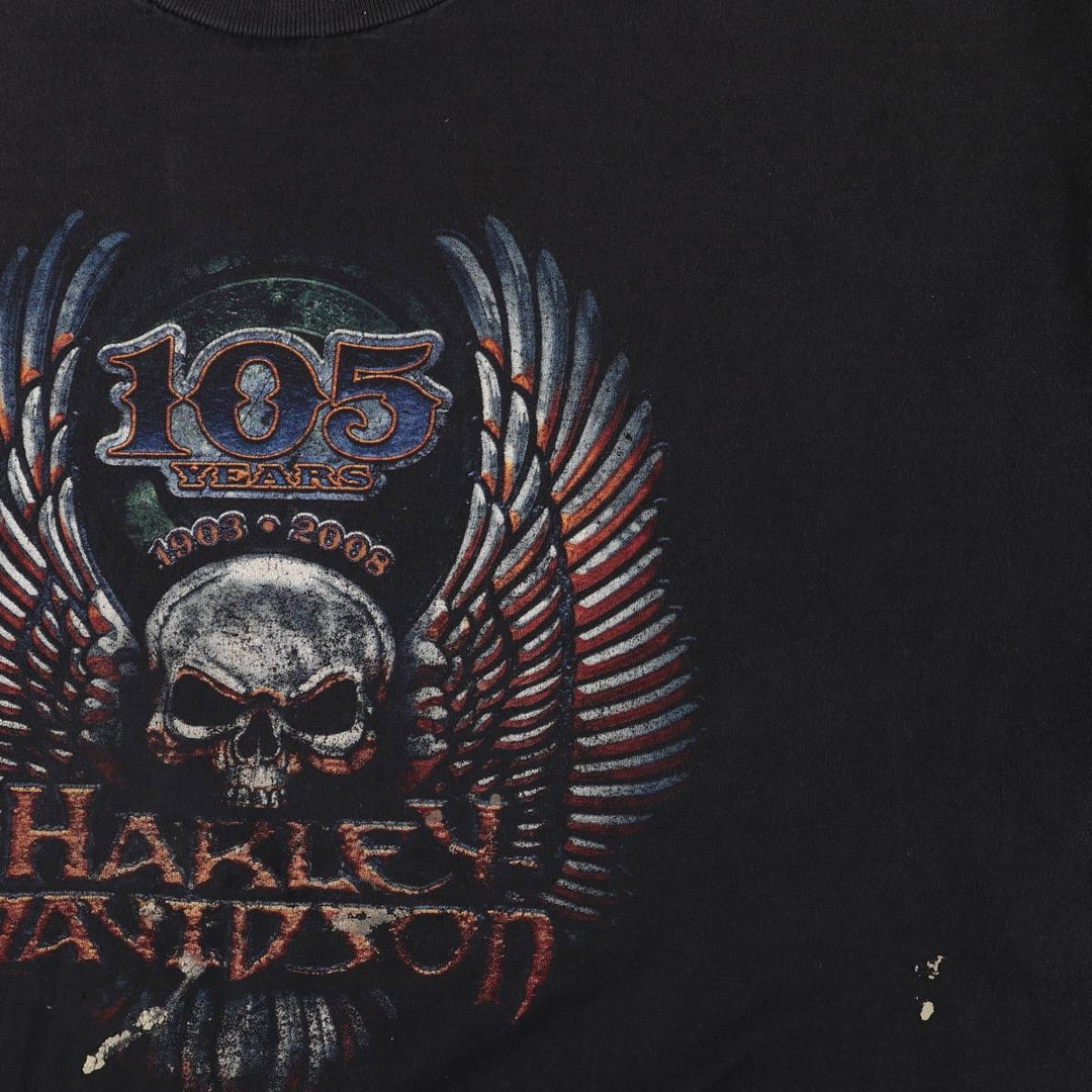 Harley-Davidson Skull Pattern Cut-Off Long Sleeve T-Shirt, Men's Size L unclear black type Vintage Second Hand
