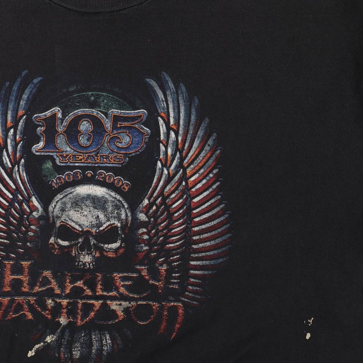 Harley-Davidson Skull Pattern Cut-Off Long Sleeve T-Shirt, Men's Size L unclear black type Vintage Second Hand