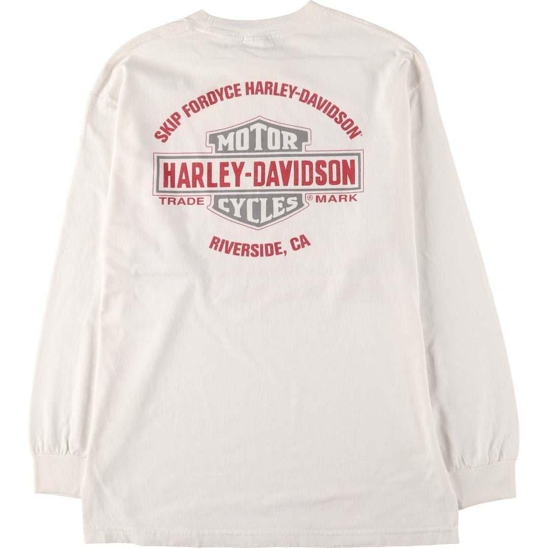 2000'S Harley-Davidson Print Long Sleeve T-Shirt, Women's Size L cotton white type Vintage Second Hand