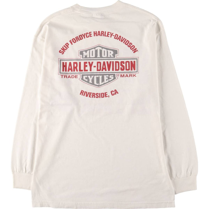 2000'S Harley-Davidson Print Long Sleeve T-Shirt, Women's Size L cotton white type Vintage Second Hand