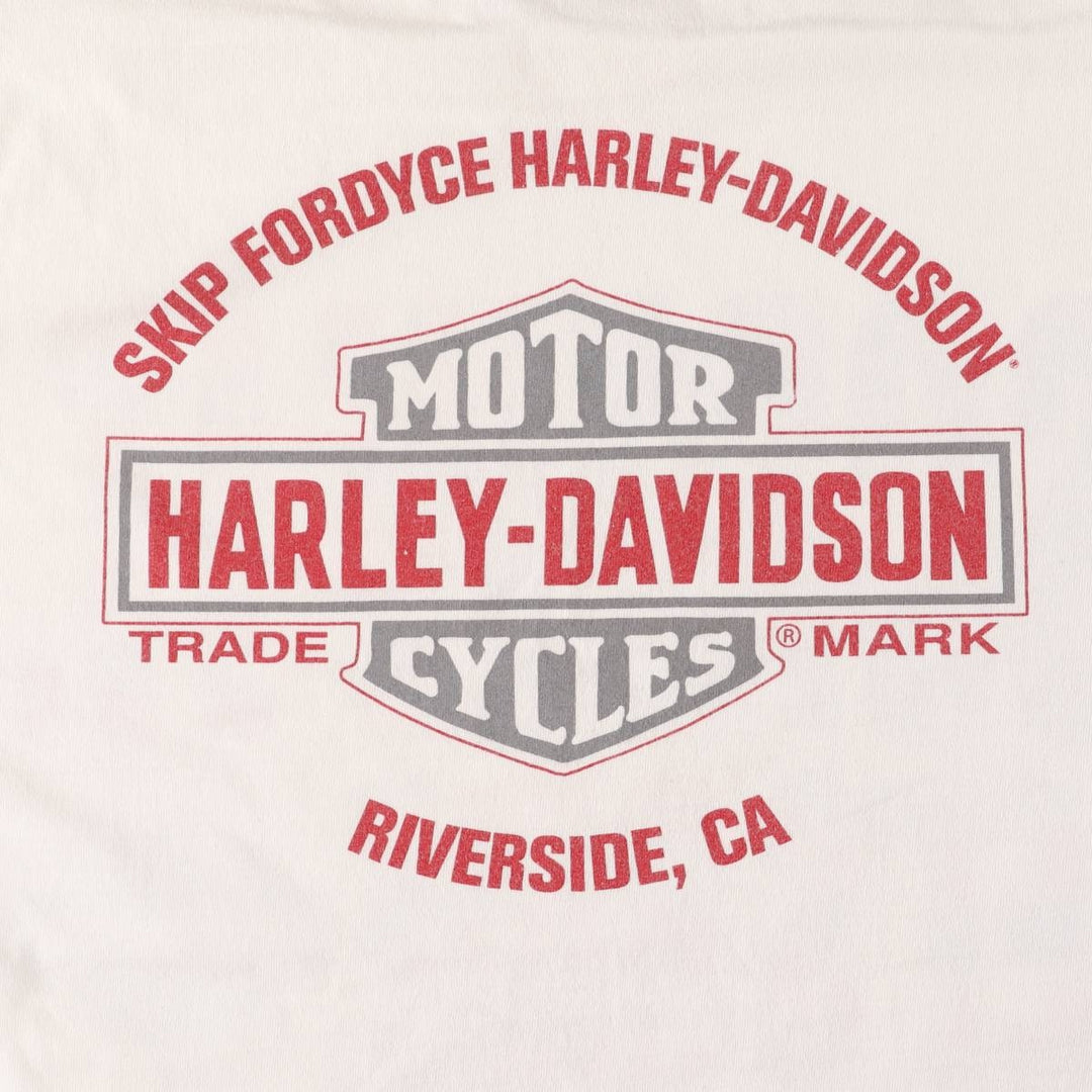2000'S Harley-Davidson Print Long Sleeve T-Shirt, Women's Size L cotton white type Vintage Second Hand