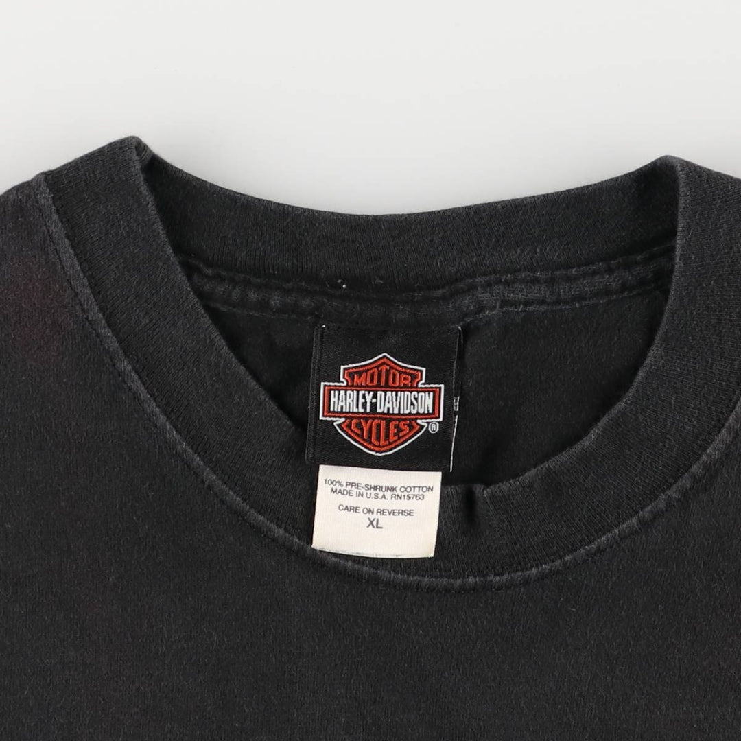 2000'S Harley-Davidson Fire Pattern Long Sleeve T-Shirt, Made in USA, Men's Size XL cotton black type Vintage Second Hand