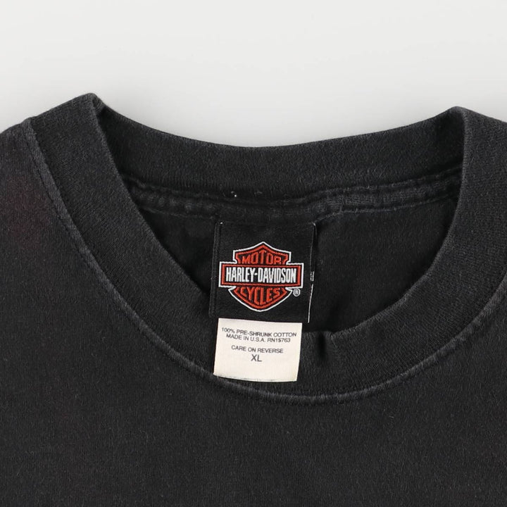 2000'S Harley-Davidson Fire Pattern Long Sleeve T-Shirt, Made in USA, Men's Size XL cotton black type Vintage Second Hand