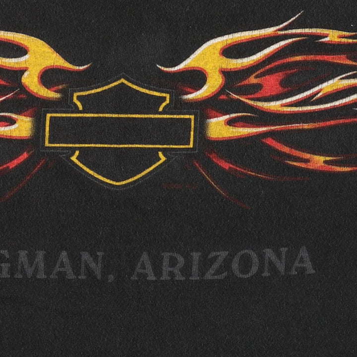 2000'S Harley-Davidson Fire Pattern Long Sleeve T-Shirt, Made in USA, Men's Size XL cotton black type Vintage Second Hand