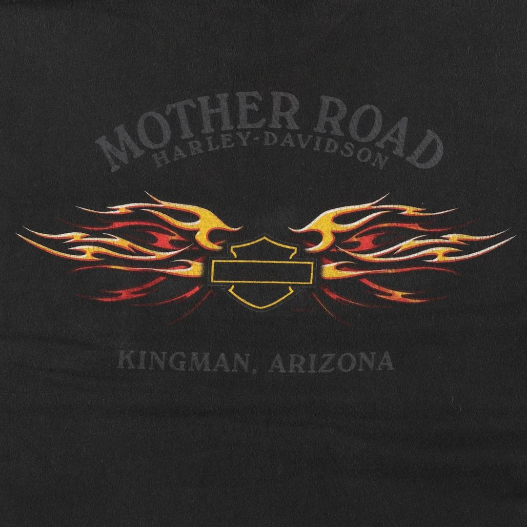 2000'S Harley-Davidson Fire Pattern Long Sleeve T-Shirt, Made in USA, Men's Size XL cotton black type Vintage Second Hand