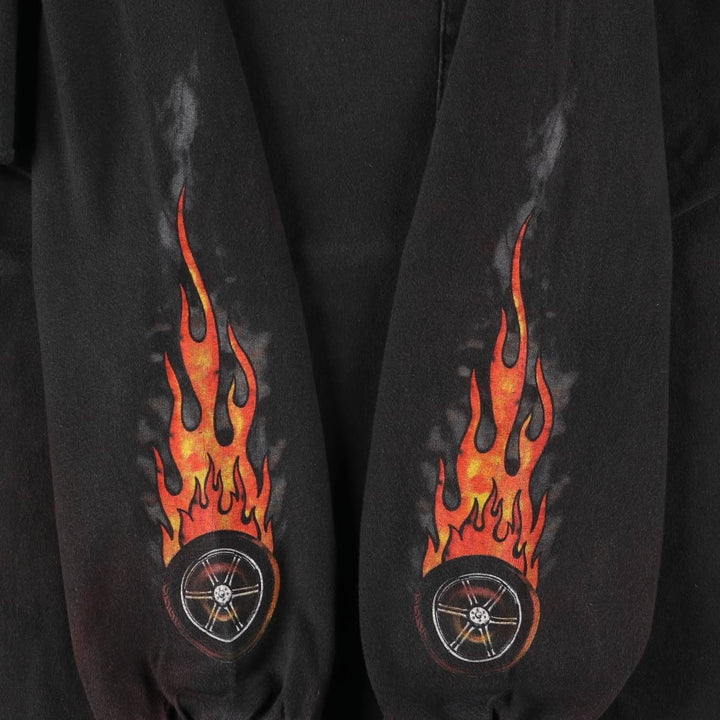 2000'S Harley-Davidson Fire Pattern Long Sleeve T-Shirt, Made in USA, Men's Size XL cotton black type Vintage Second Hand